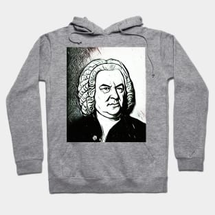 Johann Sebastian Bach Black and White Portrait | Johann Sebastian Bach Artwork 3 Hoodie